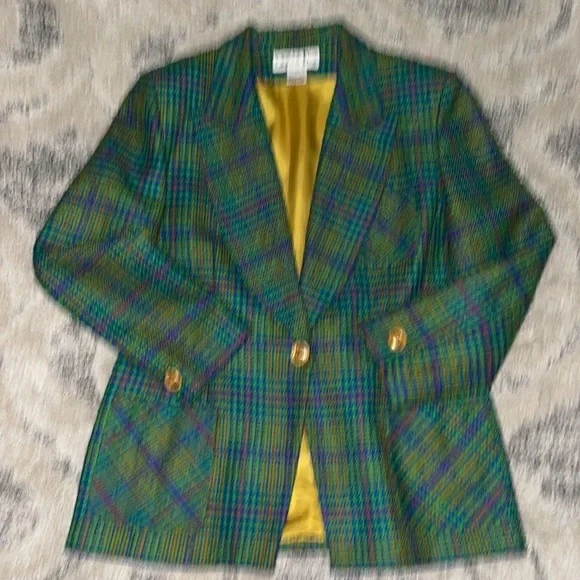 🎉🎉HOST PIC🎉🎊Vintage Christian Dior Tweed Houndstooth MultiColor Blazer🔥N…